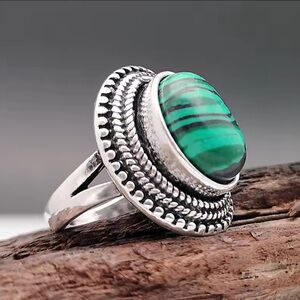 Vintage Malachite Silver Ring